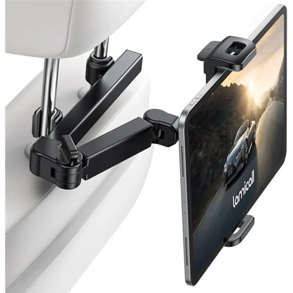 Lamicall Car Headrest Tablet Holder - [3 in 1 Extension Arm] Adjustable Tablet